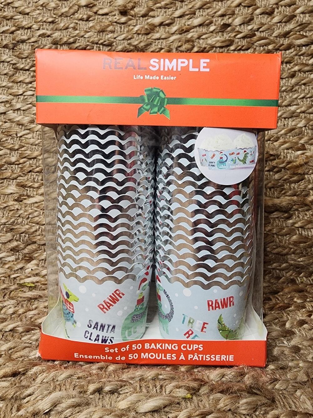 NEW! Real Simple Santa Claws Dinosaur Christmas Baking Cups Pkg Of 50